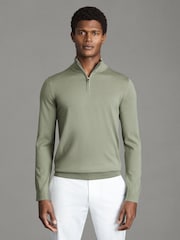 Reiss Kale/Dove Blue Blackhall 2 Pack Of Merino Wool Zip-Neck Jumpers - Image 2 of 5