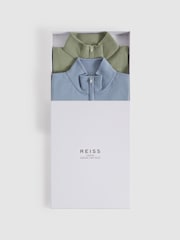 Reiss Kale/Dove Blue Blackhall 2 Pack Of Merino Wool Zip-Neck Jumpers - Image 3 of 5