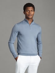 Reiss Kale/Dove Blue Blackhall 2 Pack Of Merino Wool Zip-Neck Jumpers - Image 5 of 5