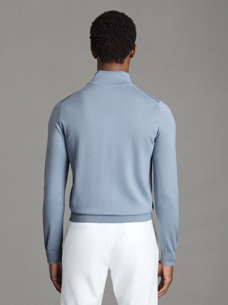Reiss Kale/Dove Blue Blackhall 2 Pack Of Merino Wool Zip-Neck Jumpers - Image 5 of 5 Reiss Kale/Dove Blue Blackhall 2 Pack Of Merino Wool Zip-Neck Jumpers - Image 5 of 5