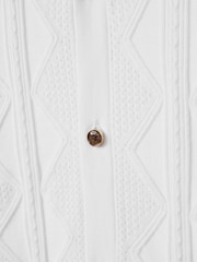 Reiss White Fortune Cable Knit Cuban Collar Shirt - Image 6 of 6