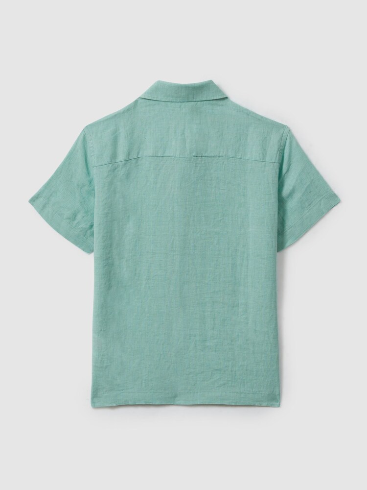 Reiss Bermuda Green Holiday Short Sleeve Linen Shirt - Image 2 of 3