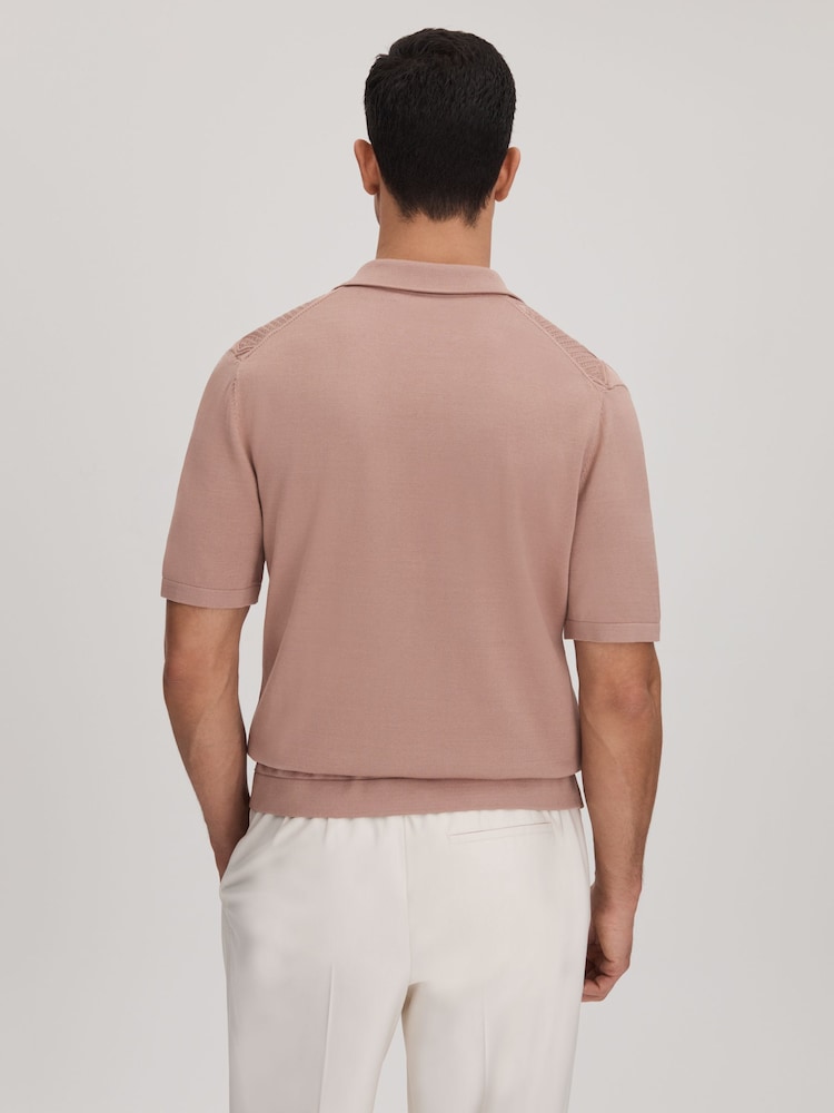 Reiss Rose Fortune Cable Knit Cuban Collar Shirt - Image 6 of 6