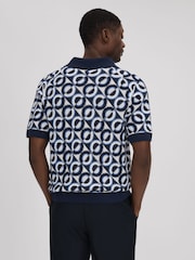 Reiss Navy Frenchie Crochet Cuban Collar Shirt - Image 5 of 7