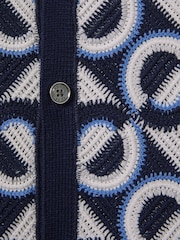 Reiss Navy Frenchie Crochet Cuban Collar Shirt - Image 7 of 7