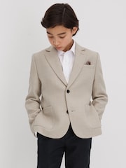 Reiss Stone Attire 3-9 yrs Textured Wool Blend Single Breasted Blazer - Image 1 of 4