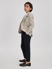 Reiss Stone Attire 3-9 yrs Textured Wool Blend Single Breasted Blazer - Image 3 of 4