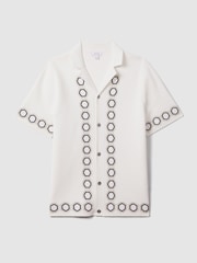 Reiss White Decoy Knitted Cuban Collar Shirt - Image 2 of 7