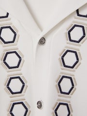 Reiss White Decoy Knitted Cuban Collar Shirt - Image 7 of 7
