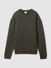 Reiss Khaki Alistar Cotton Crew Neck Sweatshirt - Image 2 of 5