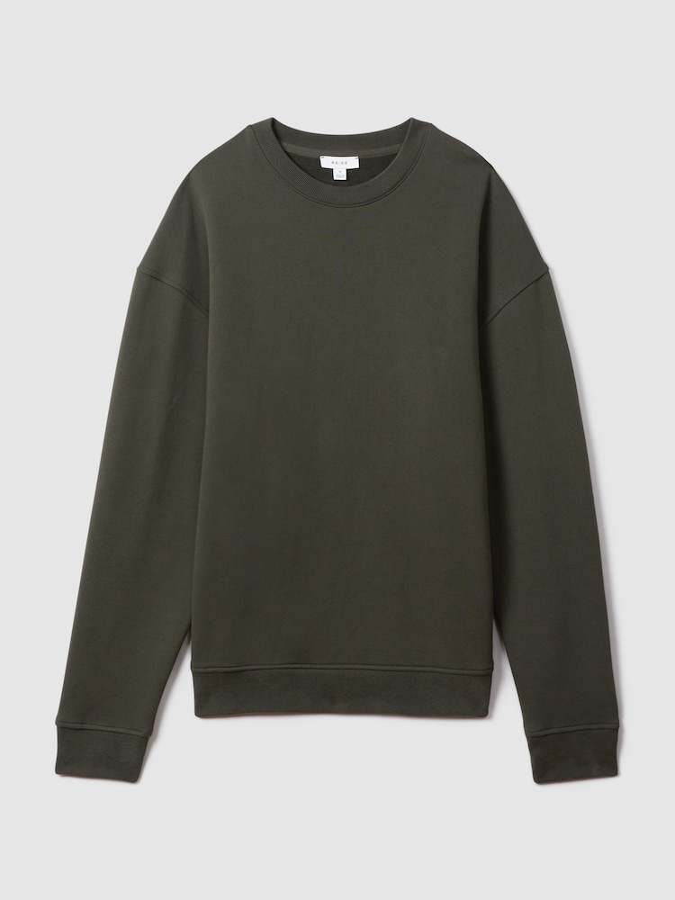 Reiss Khaki Alistar Cotton Crew Neck Sweatshirt - Image 2 of 5