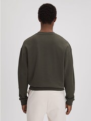 Reiss Khaki Alistar Cotton Crew Neck Sweatshirt - Image 5 of 5