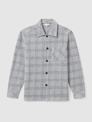 Reiss Soft Grey Olivier Brushed Check Overshirt - Image 2 of 5
