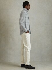 Reiss Soft Grey Olivier Brushed Check Overshirt - Image 3 of 5
