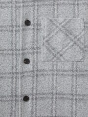Reiss Soft Grey Olivier Brushed Check Overshirt - Image 5 of 5