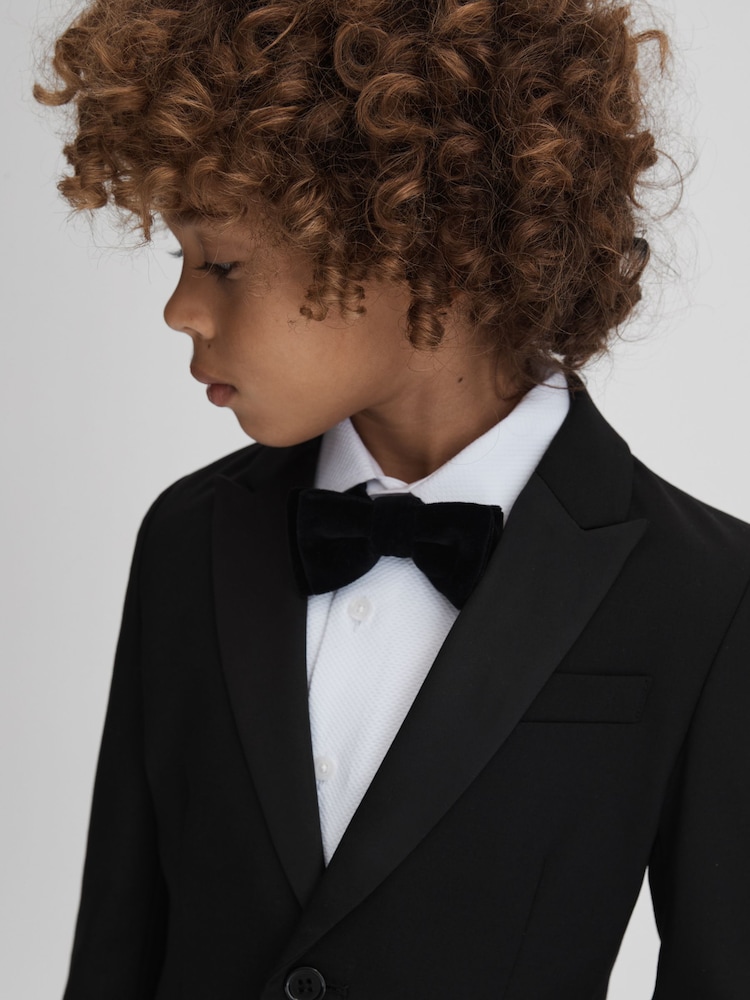Reiss Black Knightsbridge B 3-9 yrs Tuxedo Satin Single Breasted Blazer - Image 5 of 6
