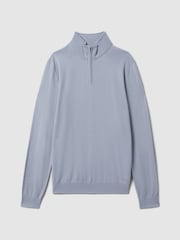 Reiss China Blue Blackhall Merino Wool Half-Zip Funnel Neck Jumper - Image 2 of 5