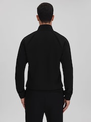 Reiss Black Williams Interlock Jersey Half-Zip Funnel Neck Sweatshirt - Image 6 of 7