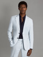 Zartblau - Reiss Kin Einreihiger Leinen-Blazer in schmaler Passform - Bild 1 von 6