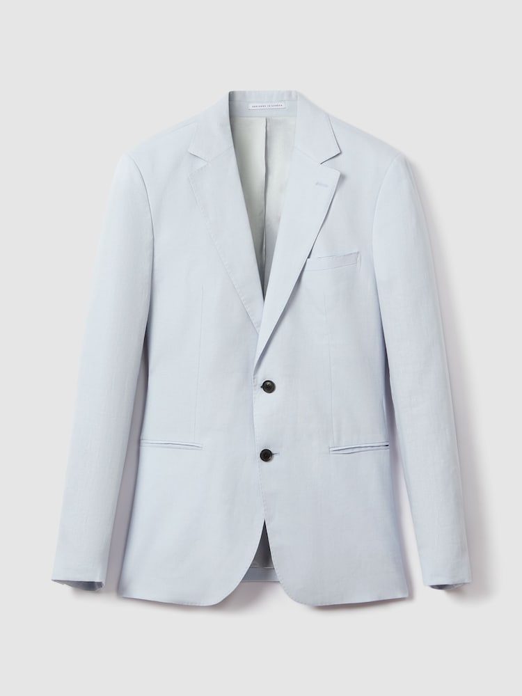 Zartblau - Reiss Kin Einreihiger Leinen-Blazer in schmaler Passform - Bild 2 von 6