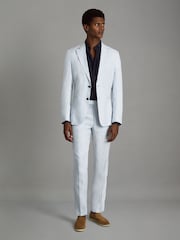 Zartblau - Reiss Kin Einreihiger Leinen-Blazer in schmaler Passform - Bild 3 von 6