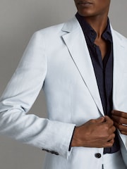 Zartblau - Reiss Kin Einreihiger Leinen-Blazer in schmaler Passform - Bild 4 von 6