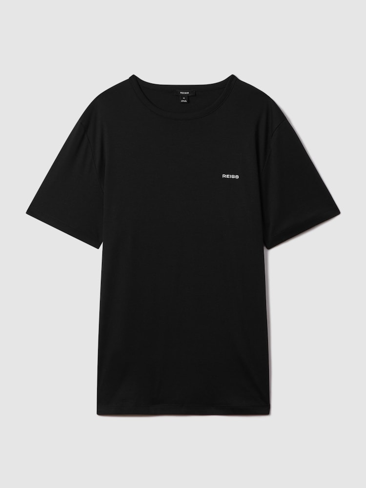 Reiss Black Russell Slim Fit Cotton Crew T-Shirt - Image 2 of 6