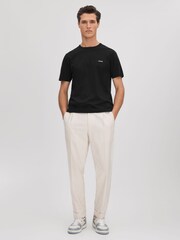 Reiss Black Russell Slim Fit Cotton Crew T-Shirt - Image 3 of 6
