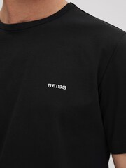 Reiss Black Russell Slim Fit Cotton Crew T-Shirt - Image 4 of 6