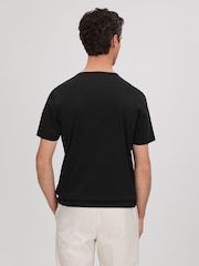 Reiss Black Russell Slim Fit Cotton Crew T-Shirt - Image 5 of 6