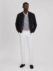 Reiss Airforce Blue Brunswick Geometric Design Open-Collar Shirt - Image 3 of 6