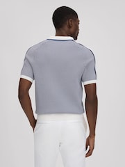 Reiss Airforce Blue Brunswick Geometric Design Open-Collar Shirt - Image 5 of 6