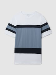 Reiss Airforce Blue Multi Auckland Mercerised Cotton Crew Neck T-Shirt - Image 2 of 5