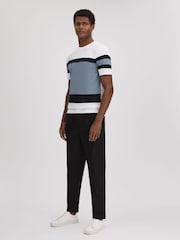Reiss Airforce Blue Multi Auckland Mercerised Cotton Crew Neck T-Shirt - Image 3 of 5