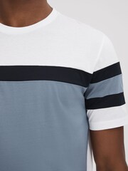 Reiss Airforce Blue Multi Auckland Mercerised Cotton Crew Neck T-Shirt - Image 4 of 5