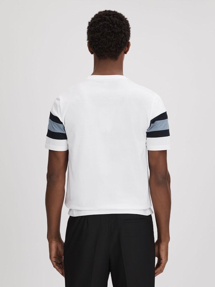Reiss Airforce Blue Multi Auckland Mercerised Cotton Crew Neck T-Shirt - Image 5 of 5