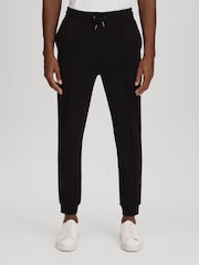 Reiss Black Mantle Interlock Jersey Joggers - Image 1 of 7