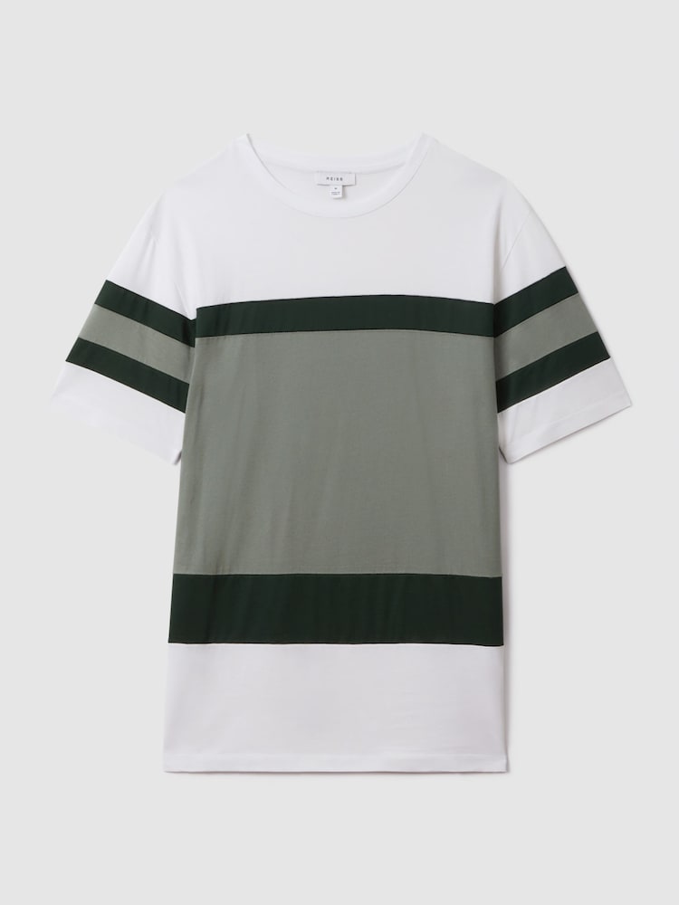 Reiss Sage Multi Auckland Mercerised Cotton Crew Neck T-Shirt - Image 2 of 6