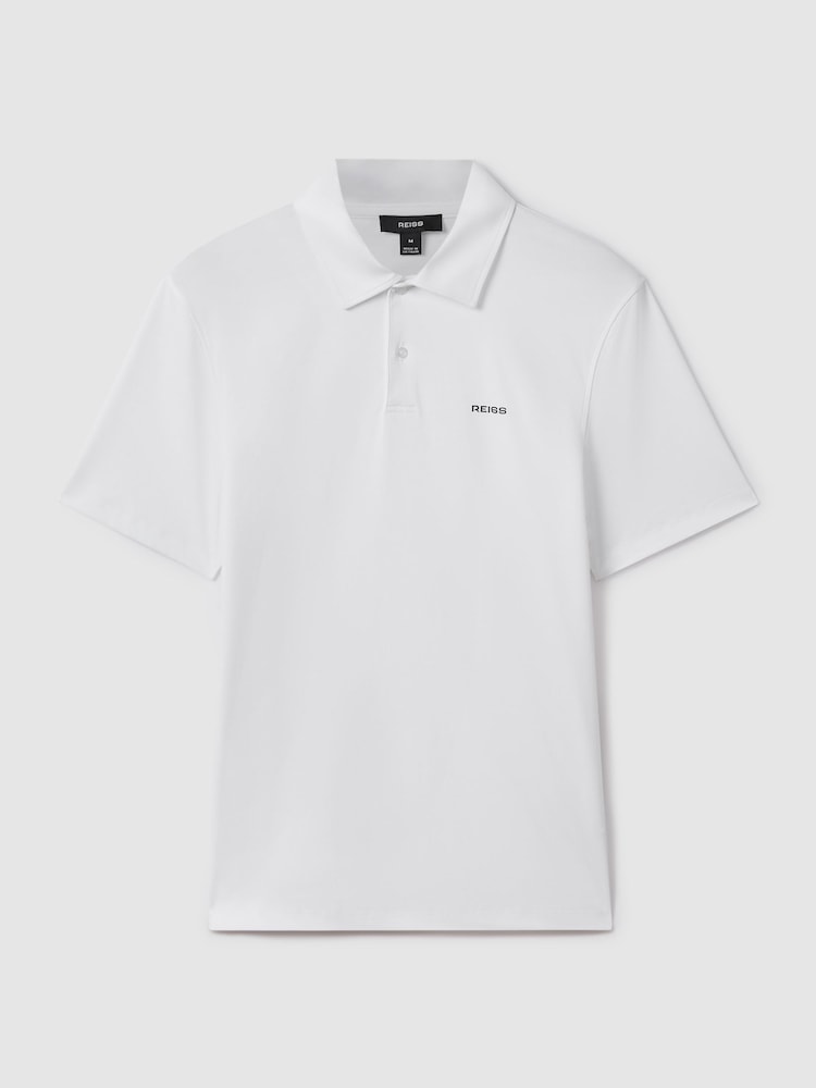 Reiss White Owens Slim Fit Cotton Polo Shirt - Image 2 of 6 Reiss White Owens Slim Fit Cotton Polo Shirt - Image 2 of 6