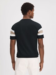Reiss Navy/Camel Auckland Mercerised Cotton Crew Neck T-Shirt - Image 5 of 5