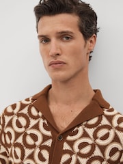 Reiss Tobacco Frenchie Crochet Cuban Collar Shirt - Image 4 of 7