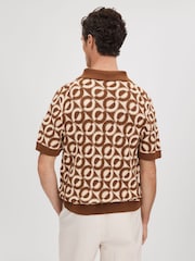 Reiss Tobacco Frenchie Crochet Cuban Collar Shirt - Image 6 of 7