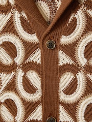 Reiss Tobacco Frenchie Crochet Cuban Collar Shirt - Image 7 of 7