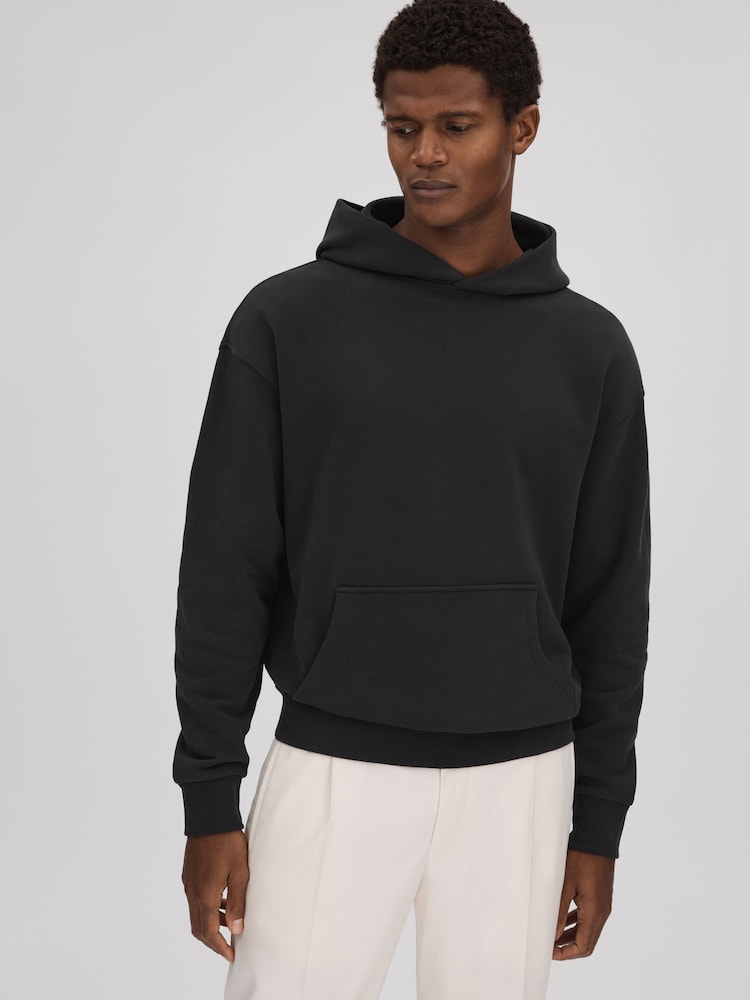 Negro lavado - Sudadera casual de algodón con capucha Alexander de Reiss - Imagen 1 de 5