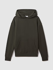 Reiss Khaki Alexander Casual Fit Cotton Hoodie - Image 2 of 5