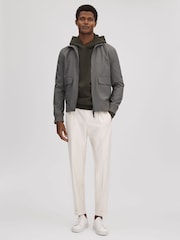 Reiss Khaki Alexander Casual Fit Cotton Hoodie - Image 3 of 5