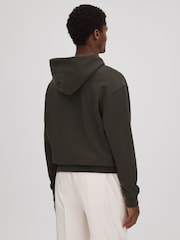 Reiss Khaki Alexander Casual Fit Cotton Hoodie - Image 4 of 5