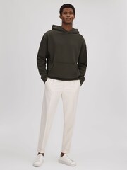 Reiss Khaki Alexander Casual Fit Cotton Hoodie - Image 5 of 5