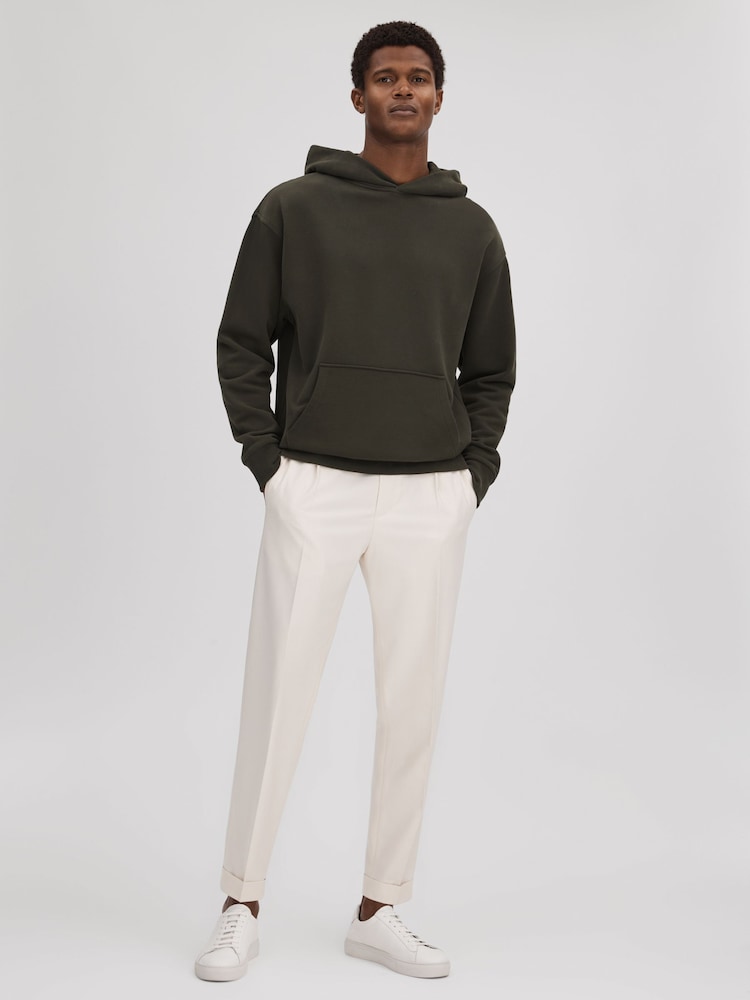 Reiss Khaki Alexander Casual Fit Cotton Hoodie - Image 5 of 5