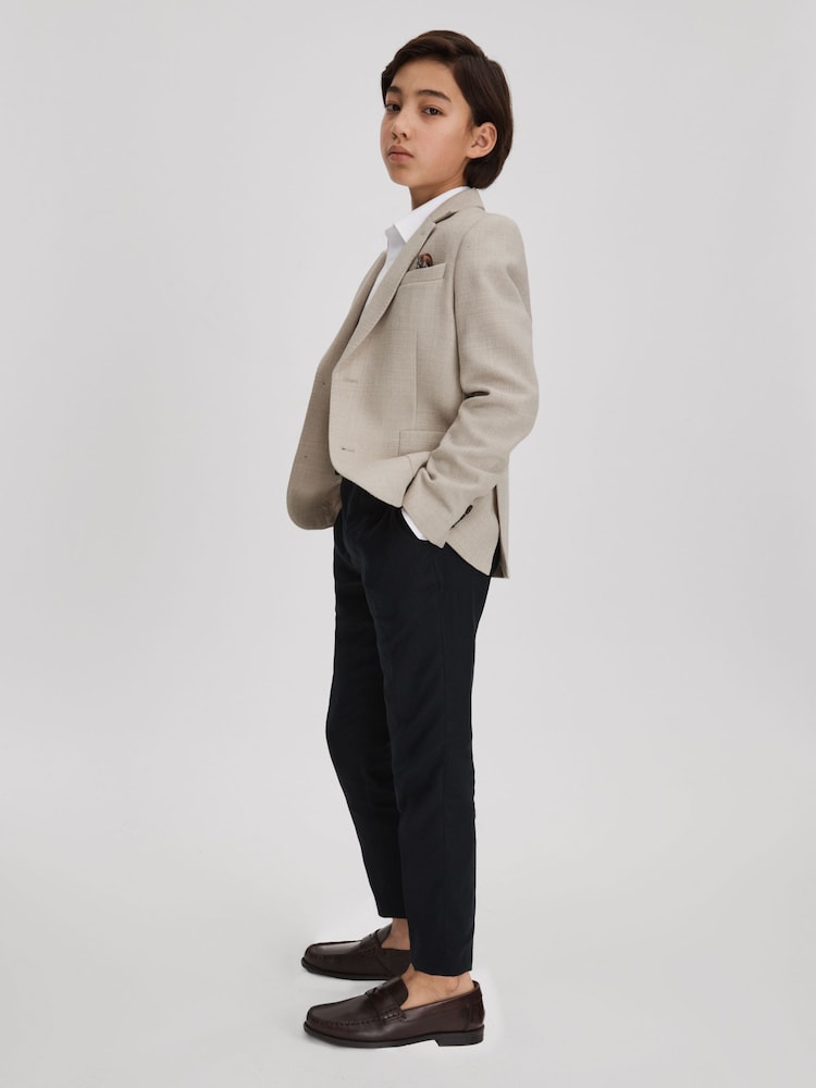 Reiss Stone Attire 9-13 yrs Textured Wool Blend Single Breasted Blazer - Image 1 of 4